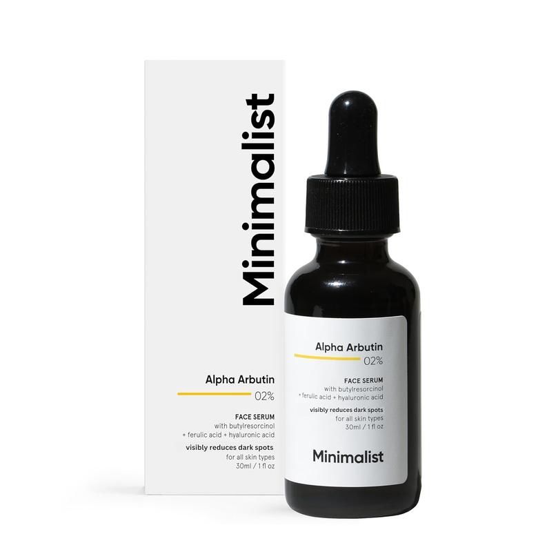 Minimalist Brightening and Anti Pigmentation Serum | Removes Acne Marks, Dark Spots & Blemishes | 2% Alpha Arbutin | Contains 4-n-Butylresorcinol(23x More Potent than Kojic Acid) | 1 Fl Oz/30 ml
