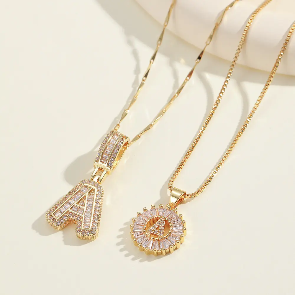 Trending 2 Count Initial Letter Pendant Necklaces with Zircon Stones for Women 26 Alphabet Necklace Fashion Jewelry for Parties & Birthdays Valentine's Day Gift bundle sets 14 kgold nplated USA snake