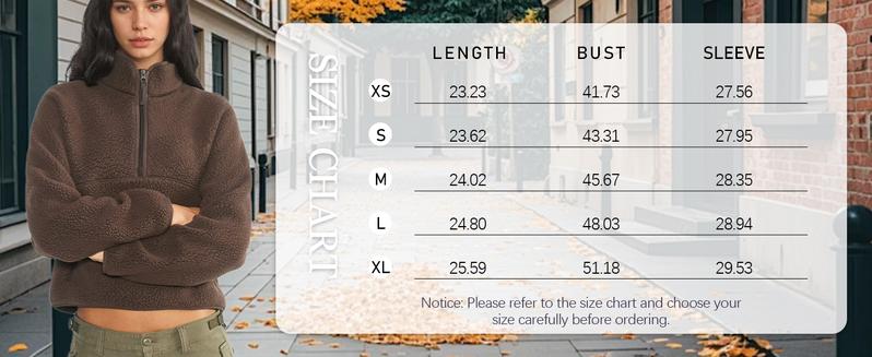 Songling Womens Fleece Sweatshirts Cropped Half Zip Fuzzy Warm Sherpa Pullover Varsity Jackets with Zipper Pockets Fit Casual Breathable Fashion Loose Light Coats Songling Womens Fleece Sweatshirts Cropped Half Zip Fuzzy Warm Sherpa Pullover Varsity Jackets with Zipper Pockets Fit Casual Breathable Fashion Loose Light Coats