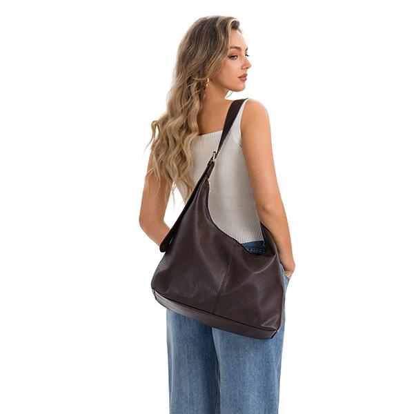 Women's Minimalist Solid Vegan Leather Shoulder Purse - Foldable Work Bag with Cosmetic Bag, Metal Hardware, Crossbody or Carry Option, Accessories for Women, All-Match Handbag for Daily Commuting