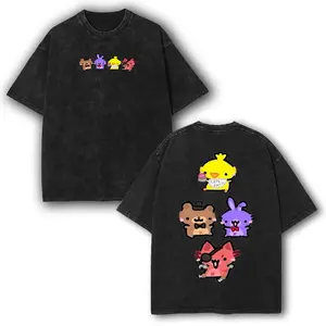 Five Nights at Freddy's horror cute Washed Graphic Tee, Horror Game Shirt, Vintage Cotton T-Shirt for Game Fans, Casual Streetwear Menswear, Gamer Gift, Streetwear tee menswear clothes Top Hoodie casual apparel