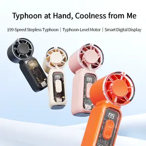 Mini Multipurpose Handheld Fan, Powerful Turbo Portable Fan with Speed Levels 1–199, 18,000 RPM High-Speed Motor, 3–13 h Max Cooling Time, 3600mAh Rechargeable Battery, Pocket Personal Travel Gadget for Women and Men