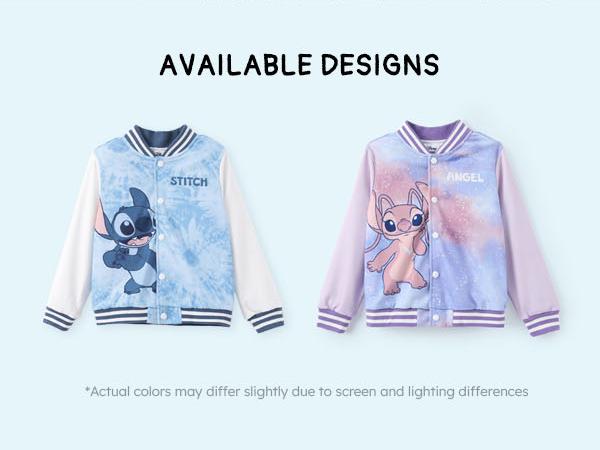 Disney Stitch & Angel Baseball Jackets Color-Block Lightweight Classic Snap Button Sweatshirts for Kids Sizes 6-14 Years