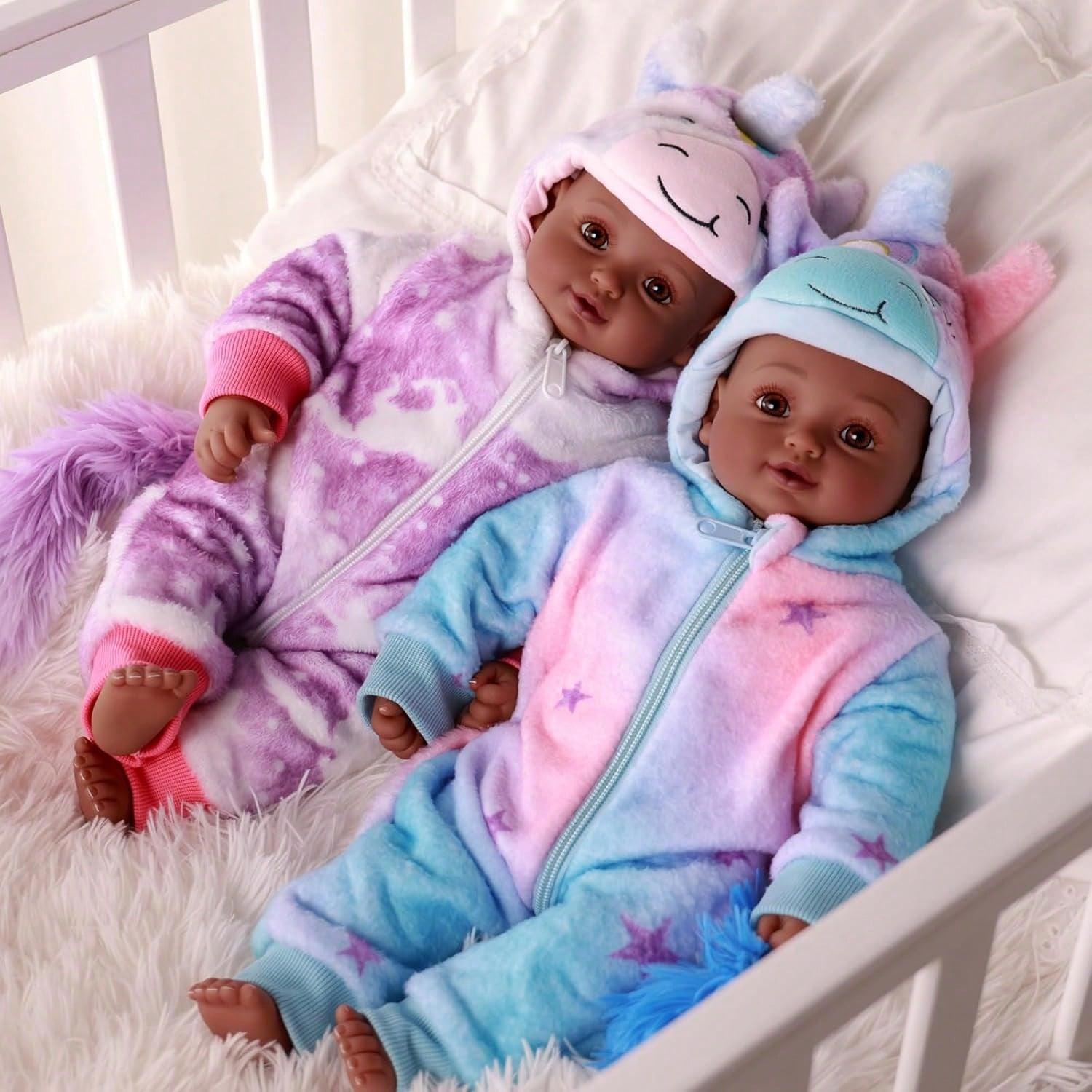 BABESIDE Lifelike Reborn Baby Dolls Twins, 17 /20 inch Soft Vinyl Limb Cloth body Dolls Realistic Newborn Real Life Baby Boy Girl Dolls with Clothes and Pacifier Toy Gift for Kids Age 3+