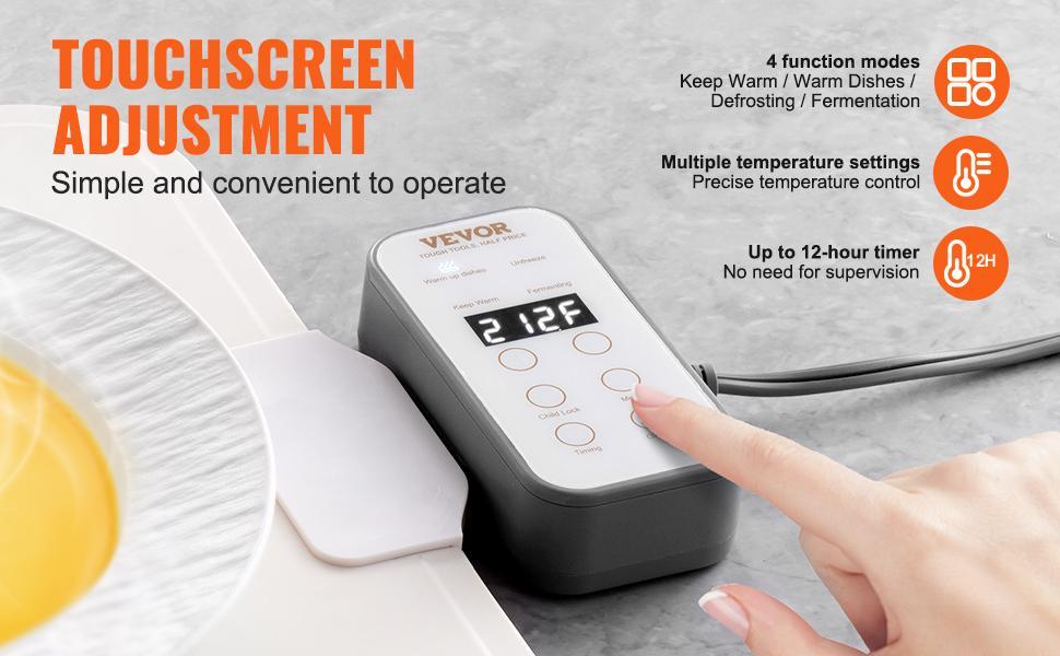 VEVOR Electric Warming Tray Rollable Food Warming Mat w/ Temp Control for Buffet