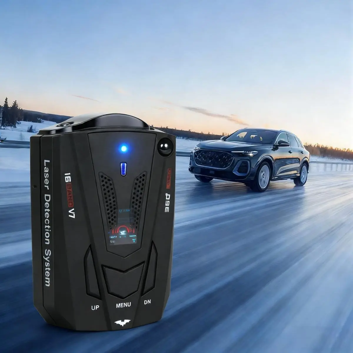 Full Band Electronic Radar Detector - Bluetooth-Enabled Car & Motorcycle Accessory, 360° All-Around Early Warning Device, English Voice Broadcast, Road Safety Reminder, Avoid Speeding Tickets, Reduce Violation Costs