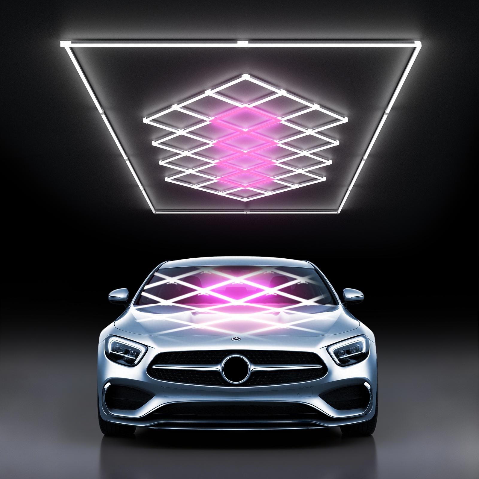 HYPERLITE Color Glow, Garage Lights, Honeycomb Design, Rectangle Frame Modular Lighting, LED Ceiling Light, 568W-624W 56800LM-62400LM, 6500K Bright White, for Garages, Workshops, Gyms, Studios, Barber Shops, Decorative Spaces, SpringGlowUp HYPERLITE Color Glow, Garage Lights, Honeycomb Design, Rectangle Frame Modular Lighting, LED Ceiling Light, 568W-624W 56800LM-62400LM, 6500K Bright White, for Garages, Workshops, Gyms, Studios, Barber Shops, Decorative Spaces, SpringGlowUp