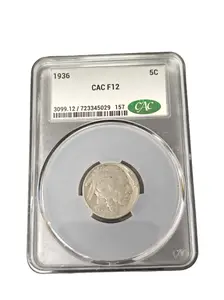 1936 Buffalo Nickel Fine-12 CACG