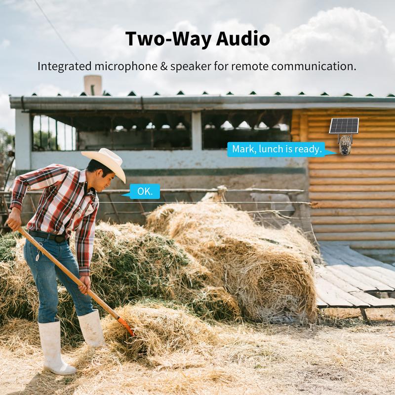 4G LTE Wireless Solar Powered Security Camera CB114S – 2K HD Live View 360° Coverage, No WiFi, Remote APP Controlled, WaterProof, Motion Activated, Night Vision, Outdoor, Data refill is required for Unlimited 4G data usage