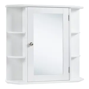 Wall Mounted Bathroom Medicine Cabinet with Mirror Door Adjustable Open Shelves Mirrored Storage Cabinet for Organized Storage