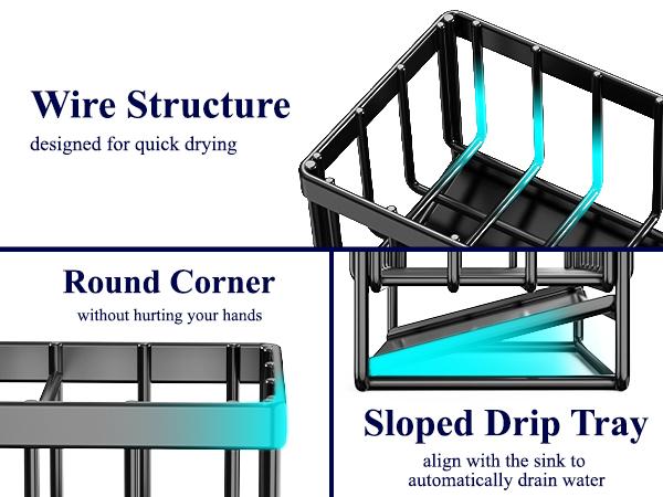 Dish Drying Rack for Kitchen Counter Large Capacity Sink Organizer with Cutlery Holder Easy Clean, Modern Home Essential