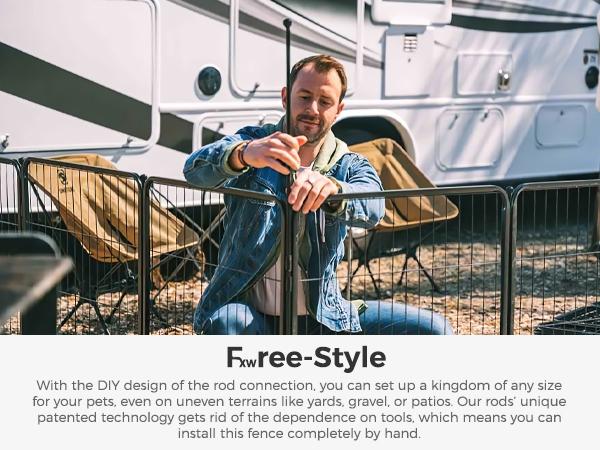 FXW Rollick Unleashed Dog Playpen, Add-On 2/4 Panels for Indoor, Yard, RV Camping, 24"/32"/40"/45"/50" Height for Small/Medium/Large Dogs, Black│Patented