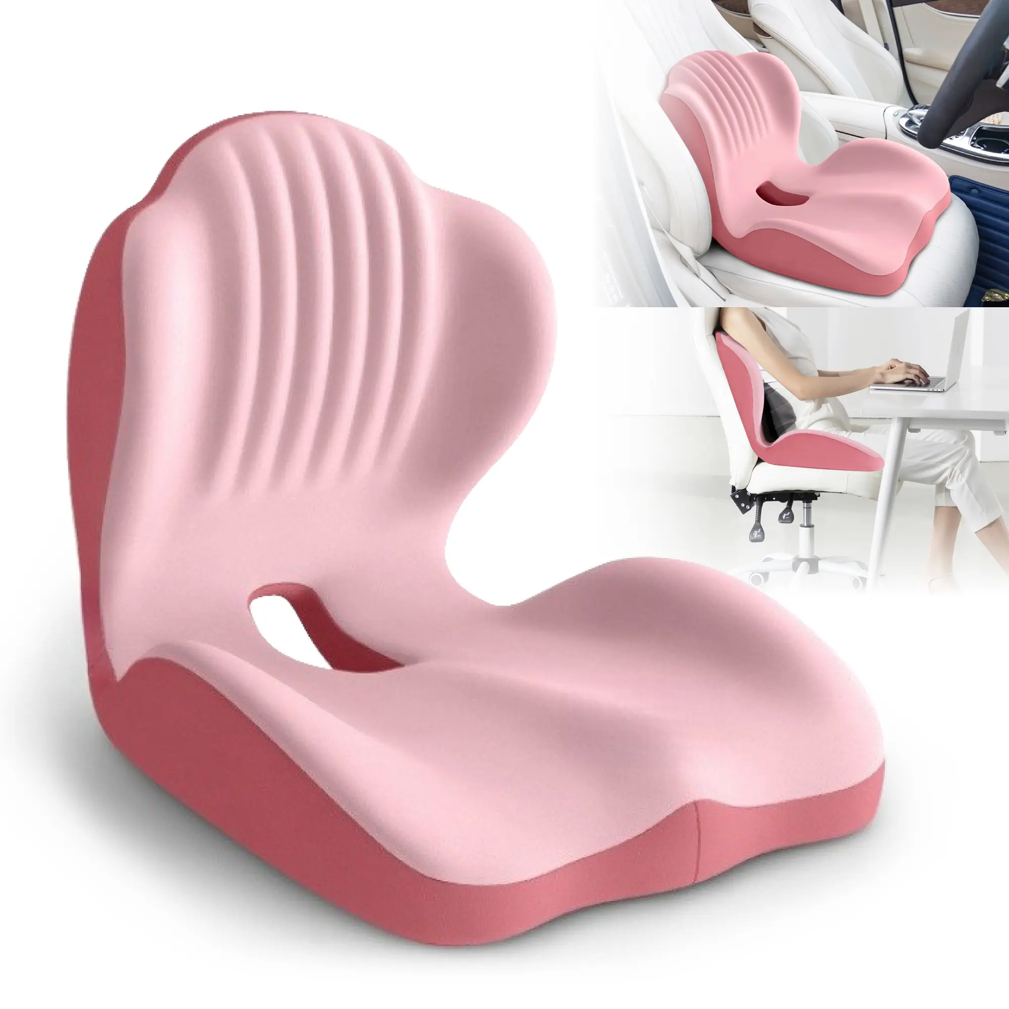 Ergonomic Memory Foam Padded Seat Cushion - 40×44×37 cm Milk Silk Fabric with Removable Cover, Work Accessories, Stress Relief Relaxation Support, Good Posture for Long Days, Ideal for Office, Car & Home Chairs, Adulting Gifts, Furniture Accessories, Pre-