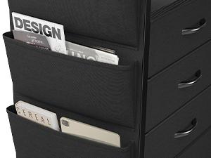 LED Nightstand with Charging Station, USB Port, Power Outlets, Tall Night Stand Set of 2 with 5 Dresser Drawers, Side Table with Side Bag, End Table with Storage Shelf, Bedroom bedroom  furniture