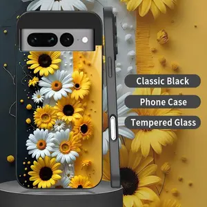 Cottagecore Sunflower Phone Case Aesthetic Yellow Daisy & Floral Black Cover for Google Pixel 7 Pro  --975