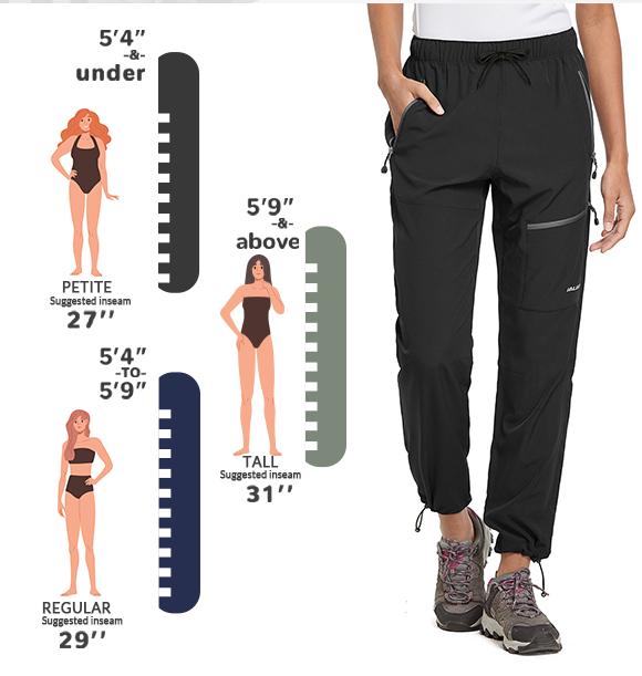 baleaf Women's 27'' Hiking Pants Quick Dry Lightweight Water Resistant Elastic Waist Cargo Pants  (Peitite) Multi-Pockets Outdoorsy Joggers