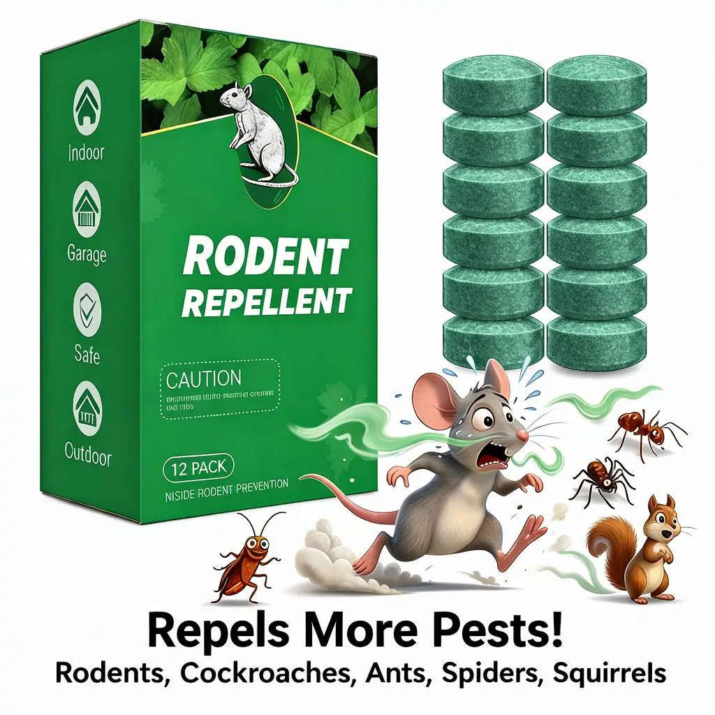Natural Eco-Friendly Pest Repellent Tablets (1 Box/12pcs) - Insect Deterrent for Shed, Boat/Garage, Anglers, 30 Days Effective, Strong Scent, Safe for Home-Outdoor Use, Controls Spiders/Squirrels, Avoid for Scent-Sensitive Individuals, Fishing