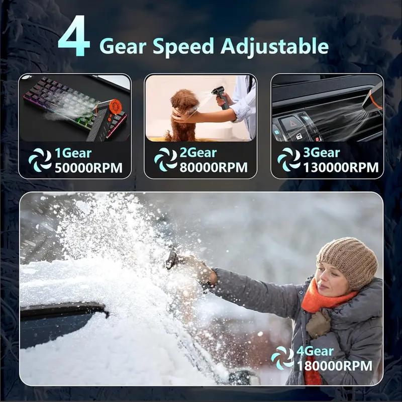 HSTOP Electric Air Duster with Flashlight ,Portable Cordless Leaf Blower Turbo Fan ,4 Wind Speeds LED Display ,10000mAh Battery USB Rechargeable for Cleaning Dust,Snow,Computer,Keyboard,Outdoor