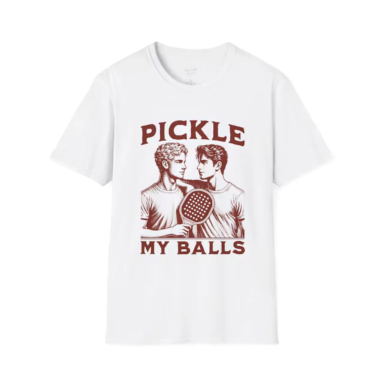 Men's LGBTQ+ Casual Short-Sleeve Round Neck Minimalist Tops - Breathable Pickleball Tee with 'Pickle My Balls' Vintage Graphic for Everyday Wear