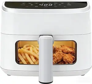 8-in-1 Air Fryer 4 Qt, Digital Preset Airfryer with Visible Window, Nonstick and Dishwasher-Safe Basket for Chips, Bake, Wings, 60-Min Timer, 1500W, White