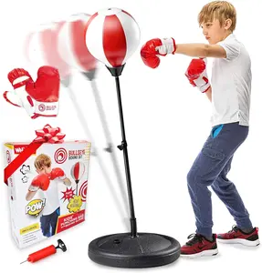 Punching Bag for Kids and Toddler Incl Boxing Gloves| 3 4 5 6 7 8+ Years Old Adjustable Kids Boxing Bag with Stand| Sports Toy for Boys whoobli