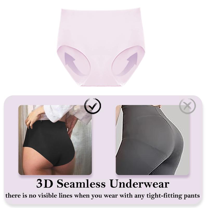 Nowazton Women's Antibacterial  Seamless Panties, High Waisted No Show Breathable Full Coverage Briefs, Ultra Comfy Daily Wear
