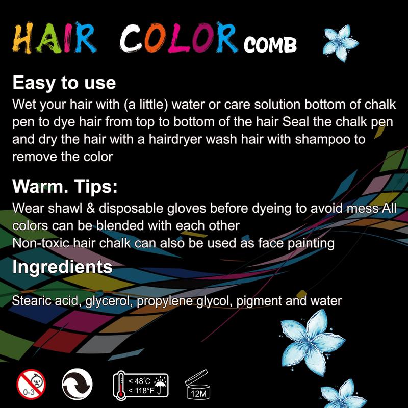 Instant Hair Color Comb - Non-Toxic Water-Washable Quick Dry Vibrant Temporary Color for Fashion Enthusiasts - Haircarem