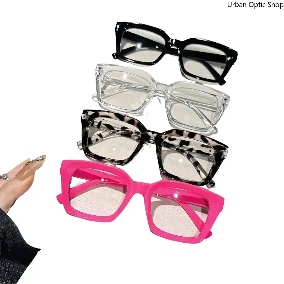 4-Pack Square Blue Light Eyewear Set - Transparent Lens Computer Glasses, Bluelight Fashion Glasses, Anti-Eyestrain Everyday Eyewear Fashion Accessory, Casual Stylish Glasses, Square Eyeglasses