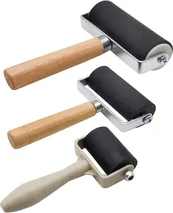 3 Pack Rubber Brayer Roller,1.4/2.4/4 Inch Hard Rubber Brayer Rollers,Art Craft Roller for Printmaking,Ink,Wallpapers Stamping Gluing HRJZF
