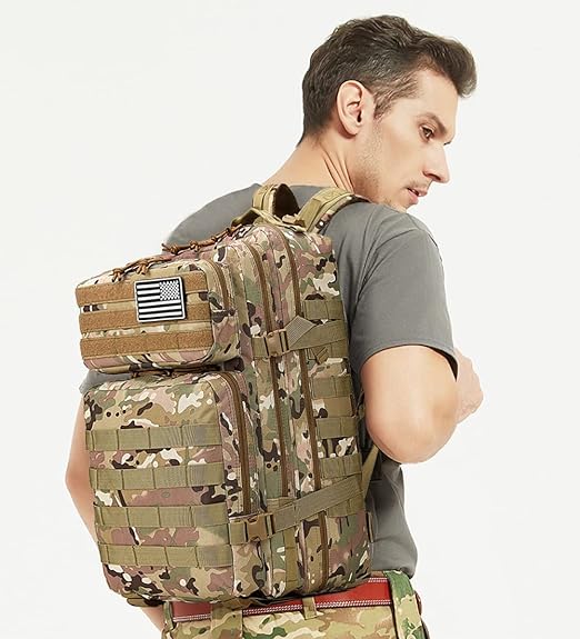 45L Military Tactical Backpack for Men and Women with Molle System and USA Flag Patch 45L Military Tactical Backpack for Men and Women with Molle System and USA Flag Patch
