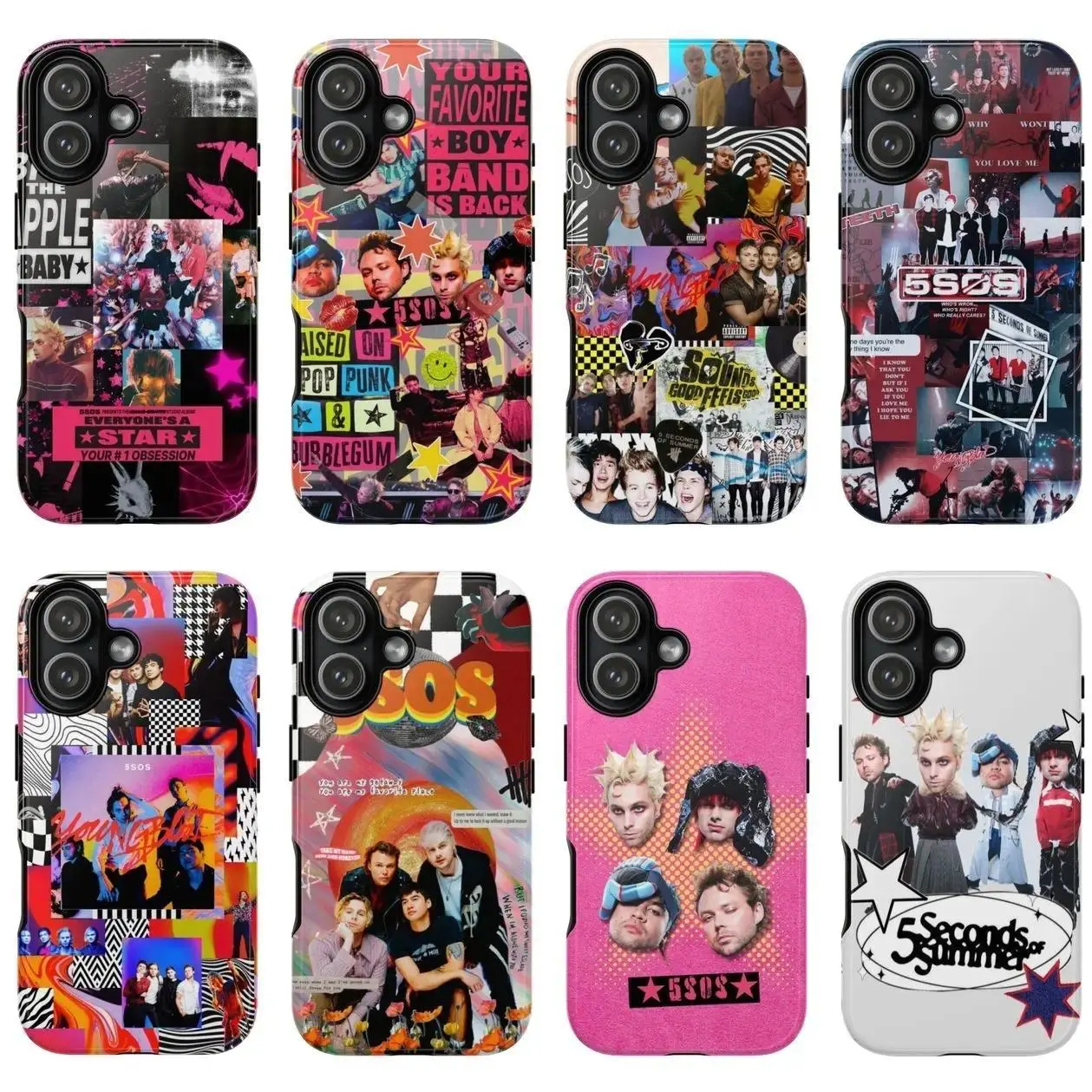 5SOS 2026 "Everyone's a Star" Tour-Themed Wireless Phone Cases, 8 Styles 5 Seconds of Summer Band Merchandise Accessories, Multi-Model Compatible with iPhone 17 Pro Max/16/15/14/13/12/11 Plus & Samsung Phones, Adult Protection, Ideal Gift