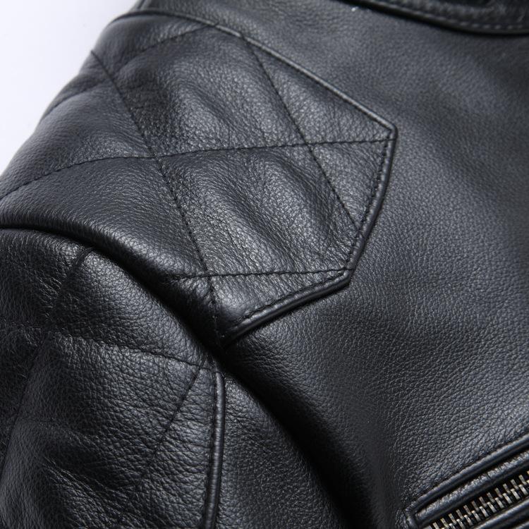 Stand-up collar leather leather jacket