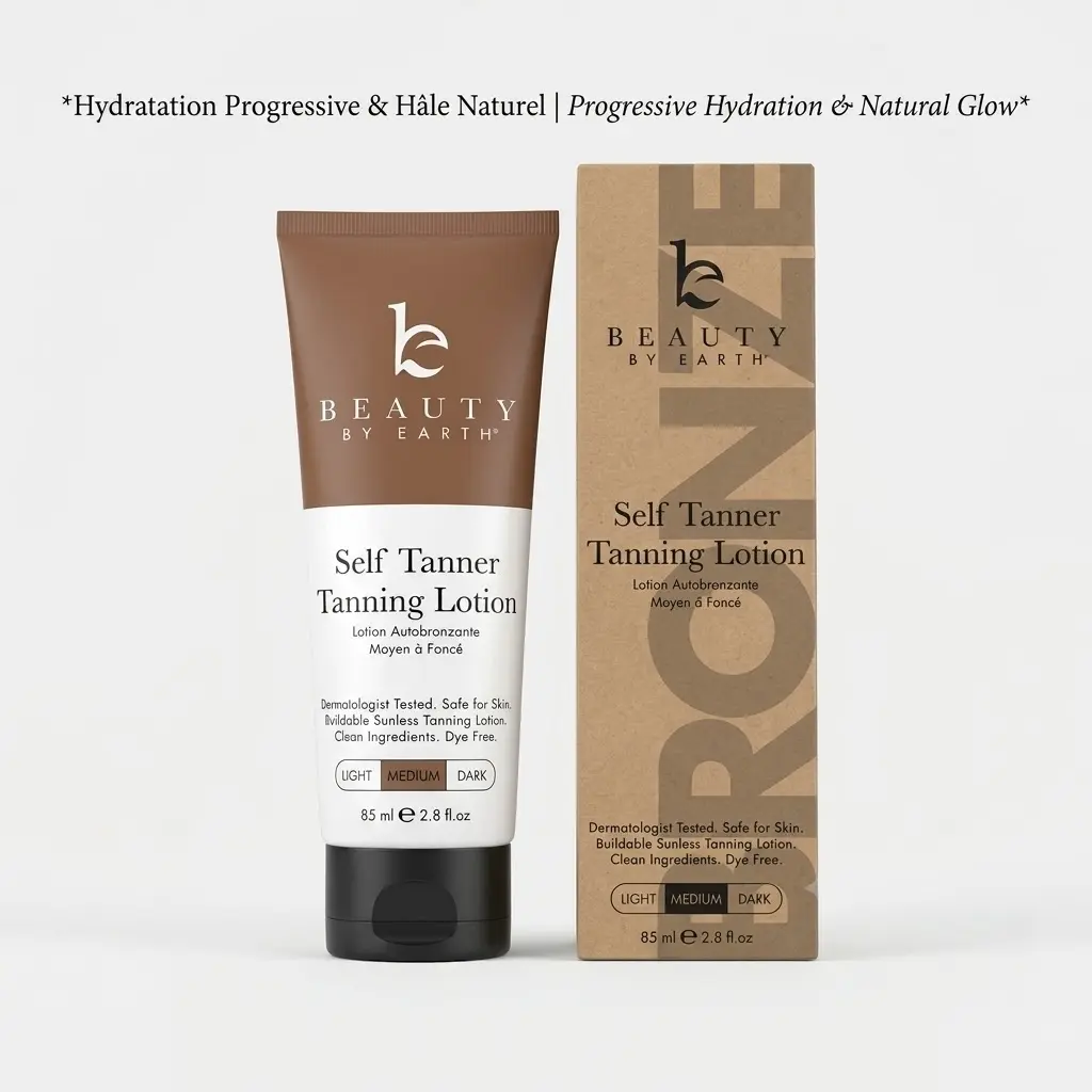 Beauty by Earth Travel-Size Self Tanner Body Lotion - Hydrating, Safe Sunless Tanning, TSA-Friendly, Made in USA, Flawless Glowing Natural Gradual Tan