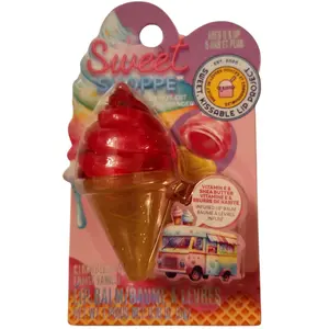 Ice Cream Cone Kissable Lip Balm, Vitamin E & Shea Butter, Strawberry Vanilla Flavor