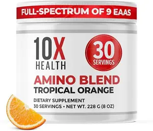 10X Amino Blend – Tropical Orange EAA + BCAA Powder for Clean Energy, Endurance & Recovery – No Artificial Sweeteners Healthcare Dietary