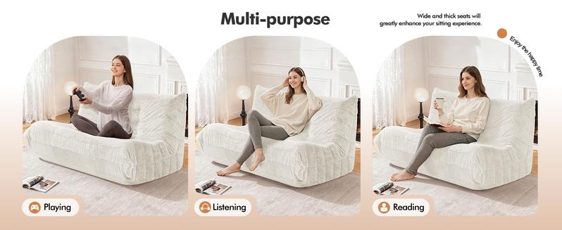 【Valentine‘s Gift He/She‘ll Open for Years】Spurgehom Adult Bean Bag Loveseat Chair - Extra Big Memory Foam Beanbag Sofa for Two, Fireside Lounge Chair for Apartment, Gaming Room & Home - Comfortable Lounger with Premium Fill 【Valentine‘s Gift He/She‘ll Open for Years】Spurgehom Adult Bean Bag Loveseat Chair - Extra Big Memory Foam Beanbag Sofa for Two, Fireside Lounge Chair for Apartment, Gaming Room & Home - Comfortable Lounger with Premium Fill