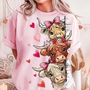 Funny Valentine Highland Cow Shirt, Valentine T-shirt, Howdy Tee, Love XOXO , Valentine Heart Shirt, Valentine's Day