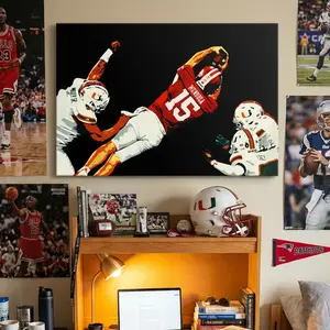 Fernando Mendoza Art Poster Indiana Heisman Trophy Quarterback Print Poster, High-Energy Sports Decor Mendoza Touchdown Run Art Poster canvas gift