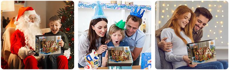 Wood Cabin Building Set with LED Light, 2570 PCS Wooden Forest House Mini Building Block Toy with Waterwheel Pond Animals, Big House Construction Model for Adults Teens Kids Boys Girls 10-12+