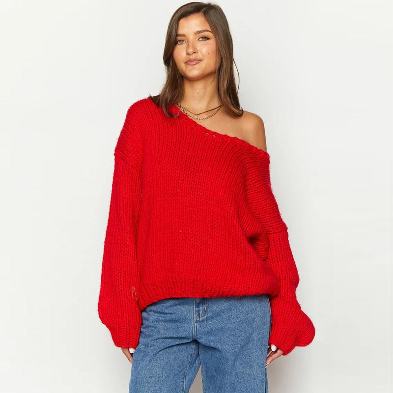 Joyfunear Women's Oversized Chunky Knit Sweater - Off - Shoulder Loose Fit Pullover