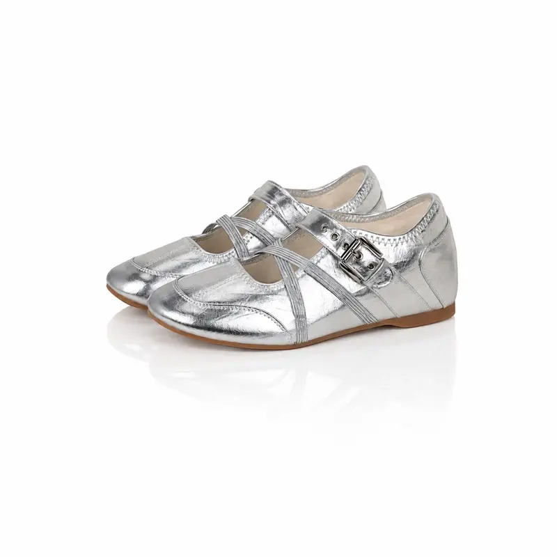 SHEII ballet-inspired Mary Jane shoes for women with crisscross straps, functional design, casual footwear