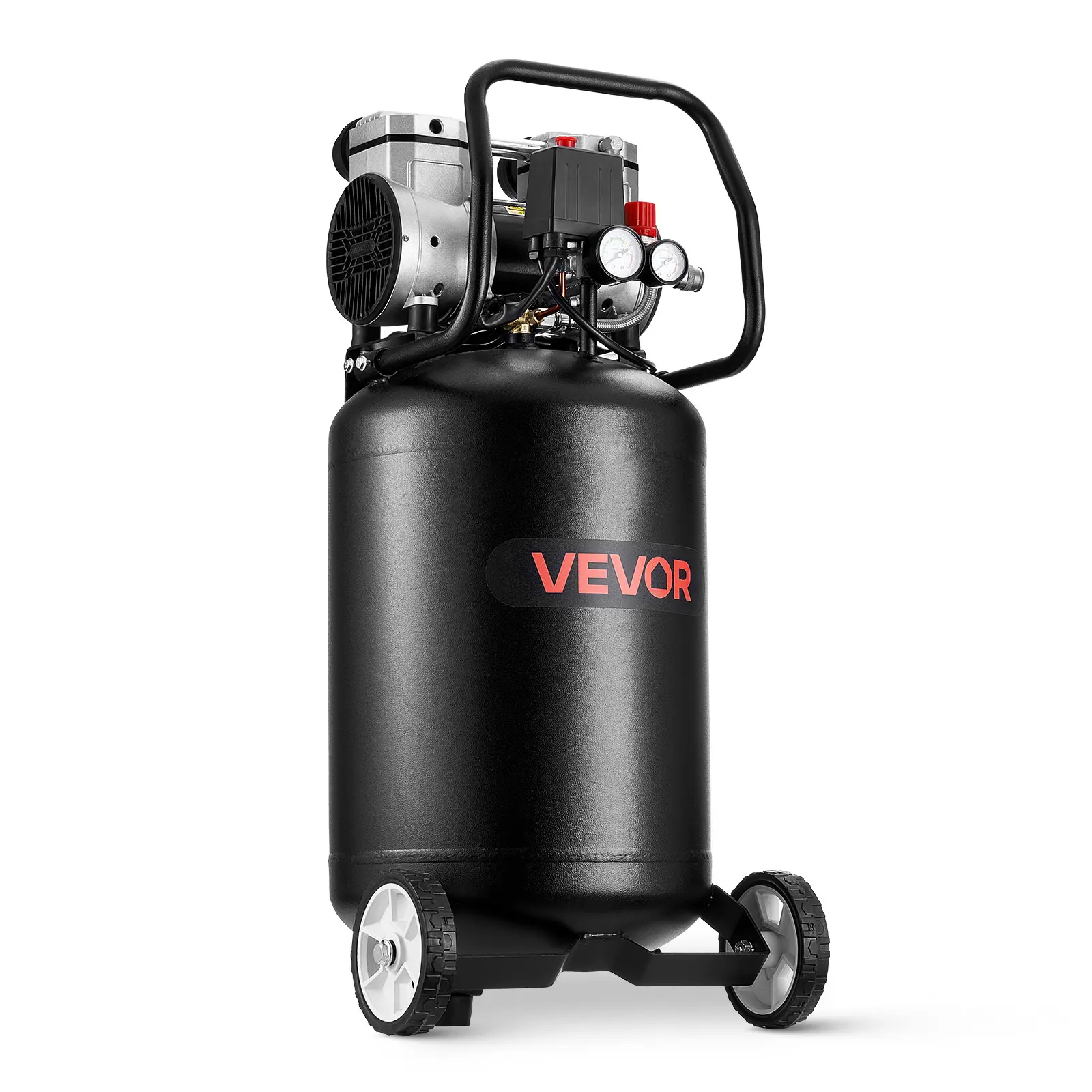 VEVOR 14-Gallon Oil-Free Air Compressor, 2HP Steady Output, 4.3 SCFM at 90PSI, 125 PSI Max Carbon Steel Tank, Portable with Wheels Handle, 120V for Auto Repair, DIY Projects, Tire Inflate, Spraying (2.5mm Compatibility)
