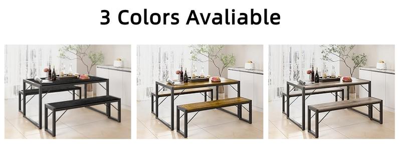 GIZOON Dining Table Set for 2/4/6 with 2/4 Benches Space-Saving Kitchen Table Metal Frame MDF Board Modern Design for Kitchen Dining Room Apartment Furniture GIZOON Dining Table Set for 2/4/6 with 2/4 Benches Space-Saving Kitchen Table Metal Frame MDF Board Modern Design for Kitchen Dining Room Apartment Furniture