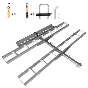 Garvee Motorcycle Carrier Ultra-Duty 600LB Motorcycle Hitch Carrier Rack | Arched Ramp & Anti-Wobble System for Professional-Grade Dirt Bike Transport Solution Non-Slip Ramp & Quick-Connect Stabilization