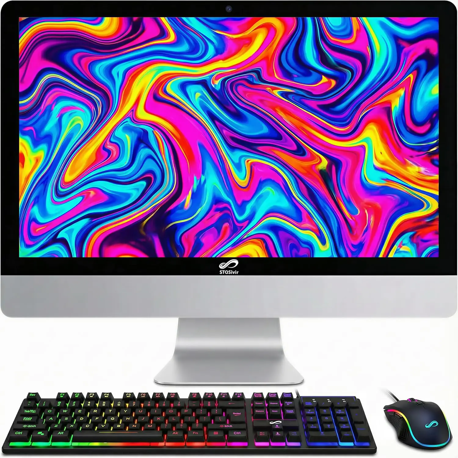 STGSivir All in One Desktop Computer, 22" FHD Display, Intel Core i5 up to 3.0GHz, 16GB RAM, 512GB SSD, WiFi, BT 5.0, Webcam, Windows 11 Home