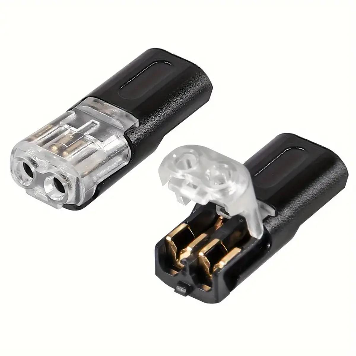 2 Pin LED Light Strip Connectors, Double-Wire Plug-in with Locking Buckle, Low Voltage Fast Connect for Strip Lights, DIY-Friendly & Easy Install, Secure Power Distribution for Automotive & Home Wiring, LED Wiring Accessories