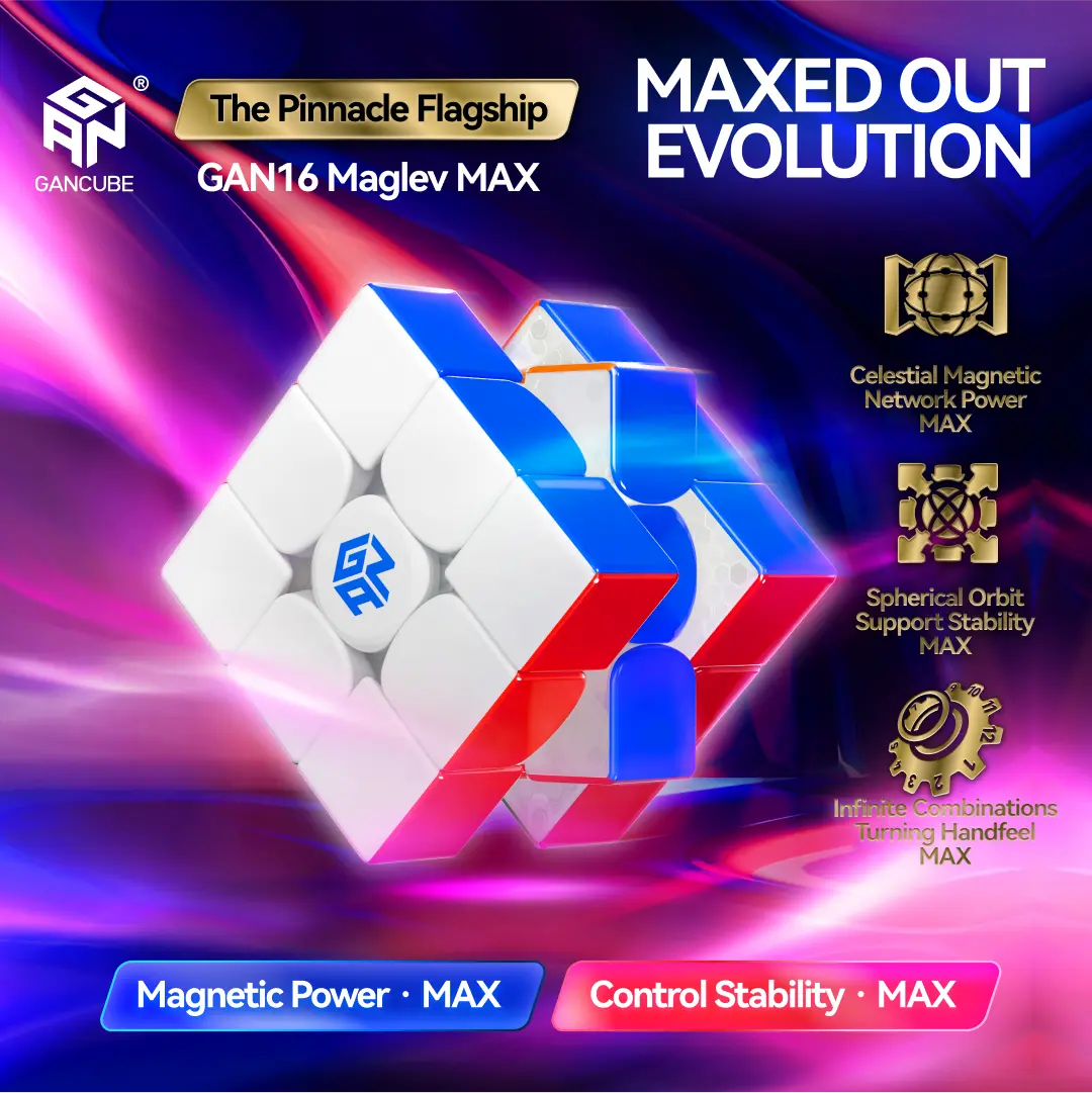 GAN Official 3x3 Rubikscube - GAN 16 Maglev MAX UV Version 2025 Pinnacle Flagship, Magnetic Speedcubing Puzzle with 24 Center Magnets, Magnetic Power, Omni-Support Structure, Enhanced Stability & Handfeel, Professional Brain Teaser Fidget Toy for Adults,