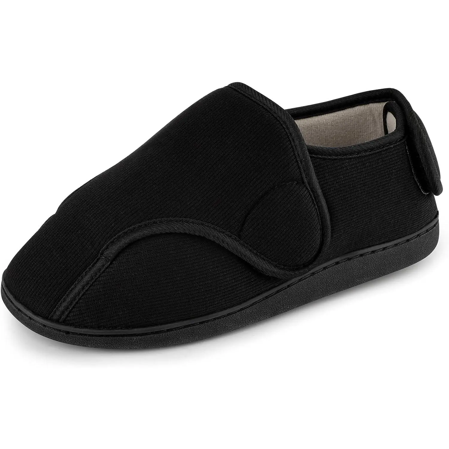 TIESTRA Slipper Boots for Men, Wide Adjustable Slip On Diabetic Shoes for Casual Wear with Memory Foam and Non-Slip Rubber Sole, Indoor/Outdoor, Cotton, Footwear