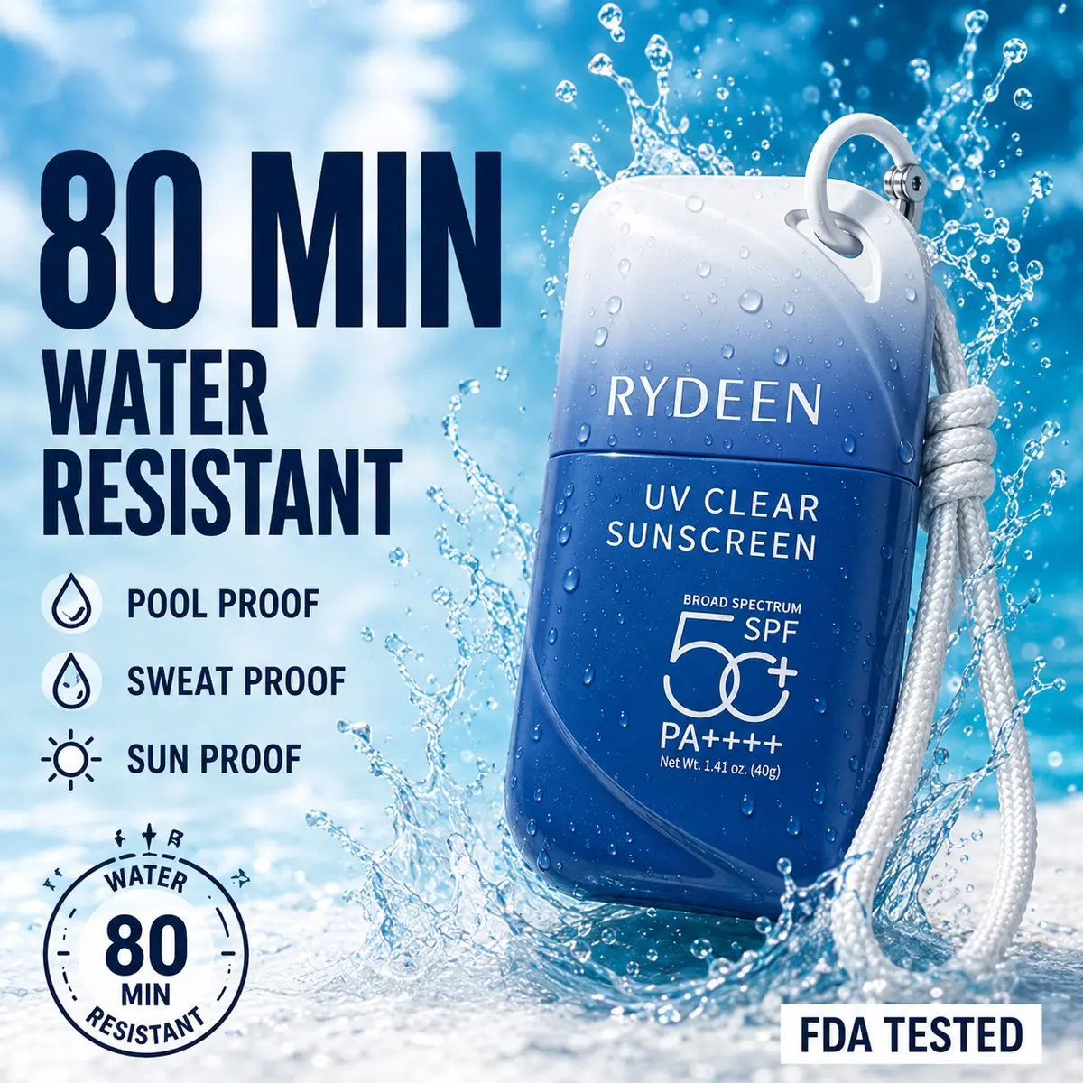【Creator Exclusive Link】RYDEEN UV Clear Sunscreen | SPF50+ PA++++ | Water Resistant 80 Mins | Anti-Aging Serum Protection