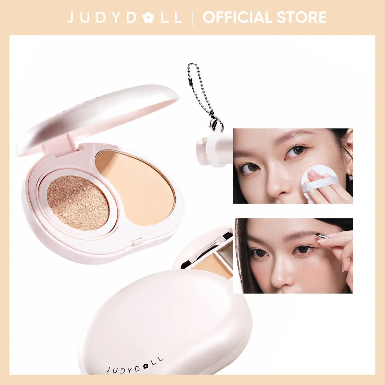 JUDYDOLL Portable All-In-1 Facial Makeup Set - Compact with Concealer, Foundation, Lipstick, Eyeshadow, Contour, Highlighter, Blush, Brow Product & Powder, Travel-Friendly, Buildable Natural Finish, Smooth Moisturizing Daily Cosmetics